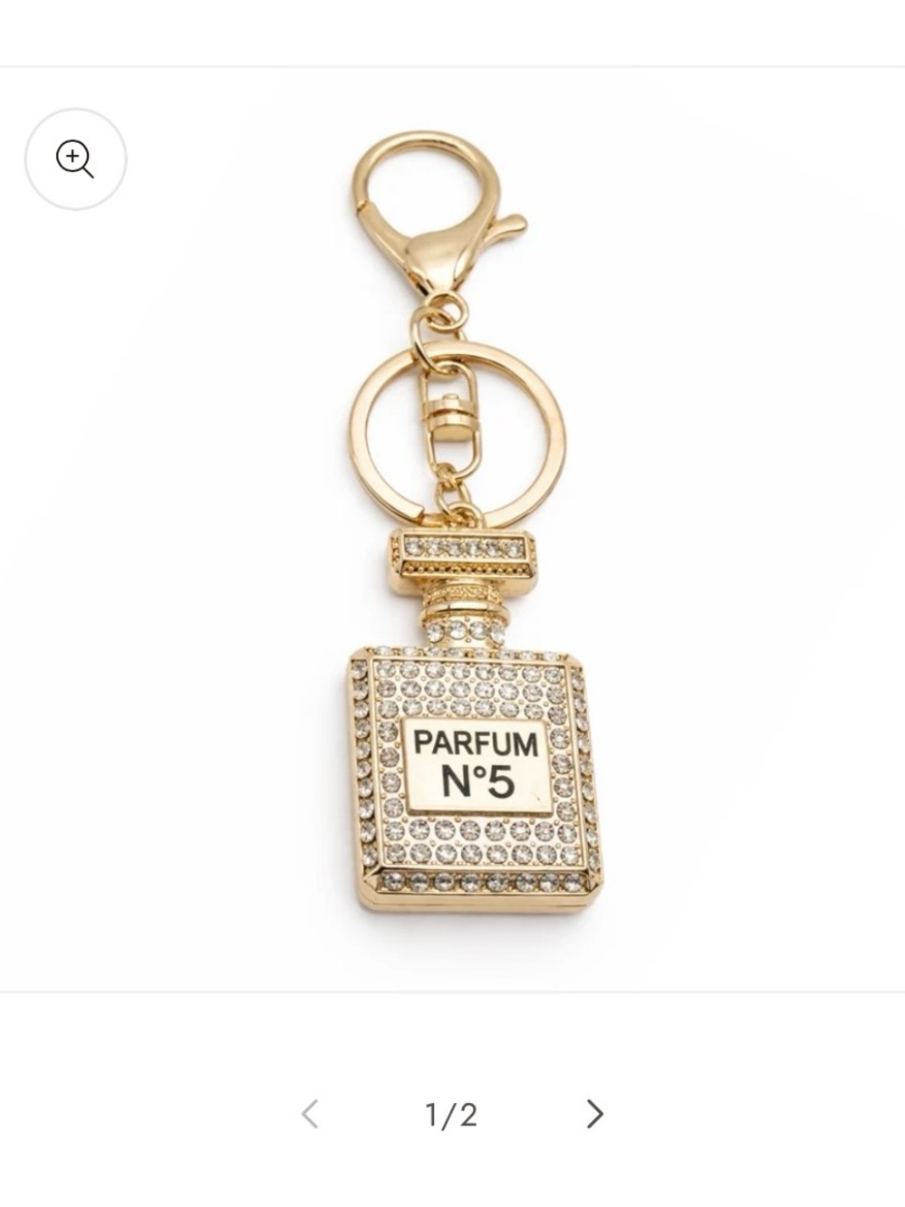 Gold Parfum No.5 Crystal Keychain Charm